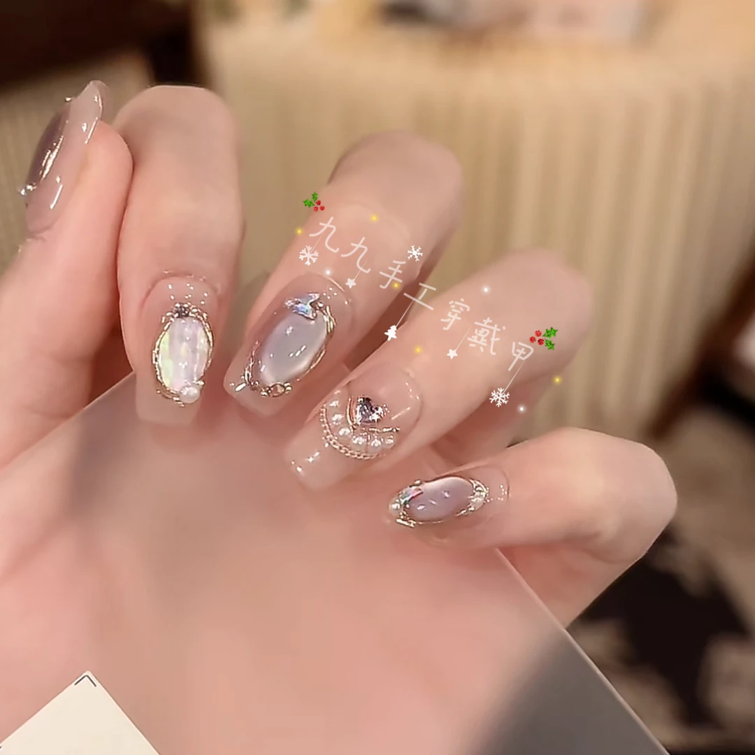 现货【巴洛玫瑰】纯手工穿戴甲美甲贴穿戴光疗甲冰透流行纯欲四季