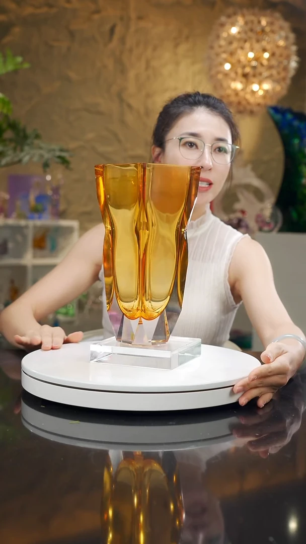 手工艺品琉璃福利琥珀色设计款花瓶