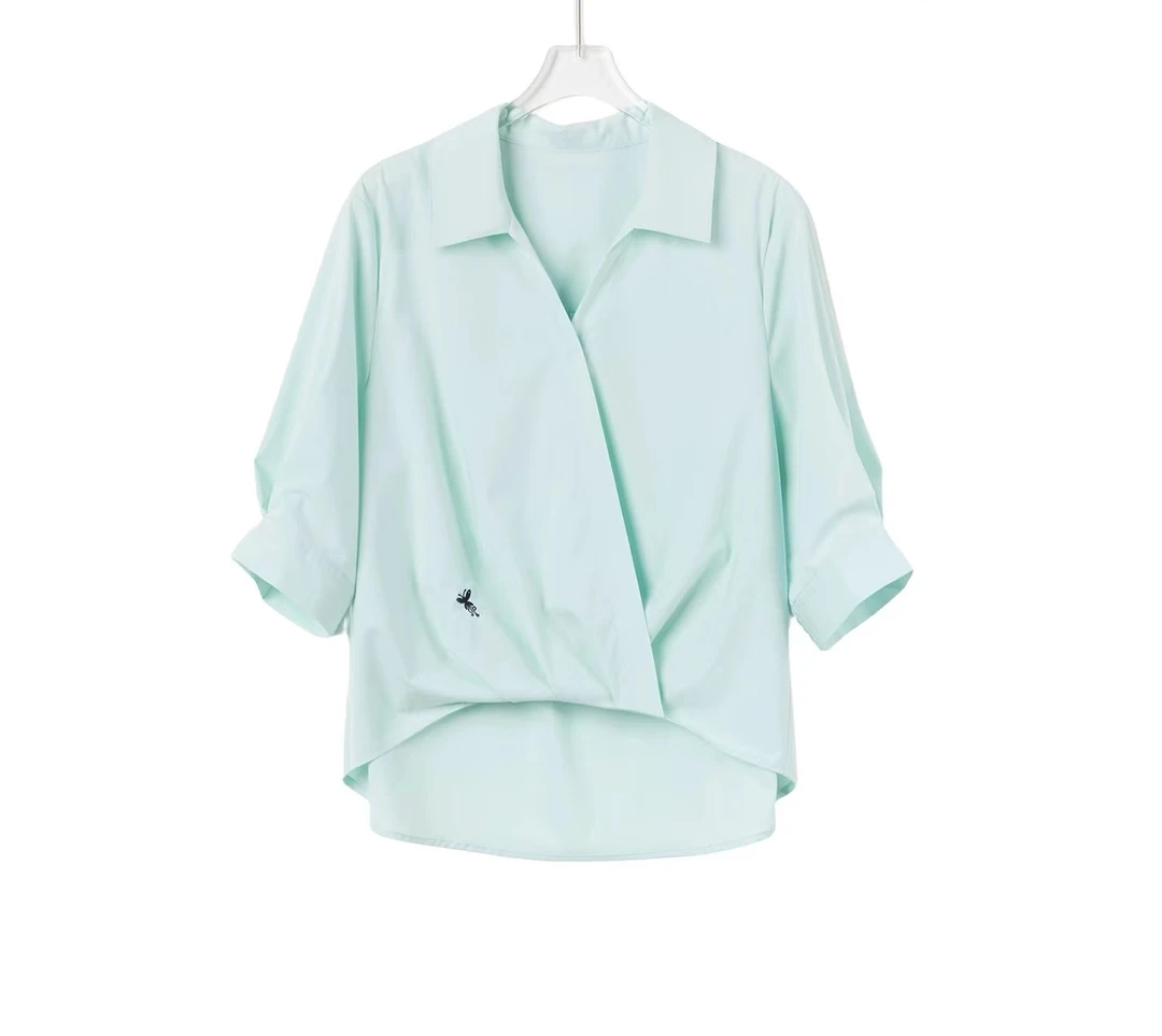 原版正品 XG901夏季中袖韩版chic高级感女士2025年新款洋气衬衣