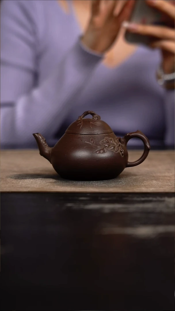 茶壶紫砂老紫泥梨形