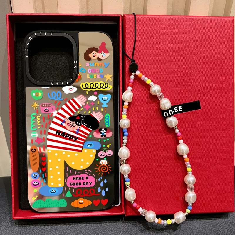 CASE磁吸MagSafe联名Happy条纹女孩适用iphone16壳15promax苹果14