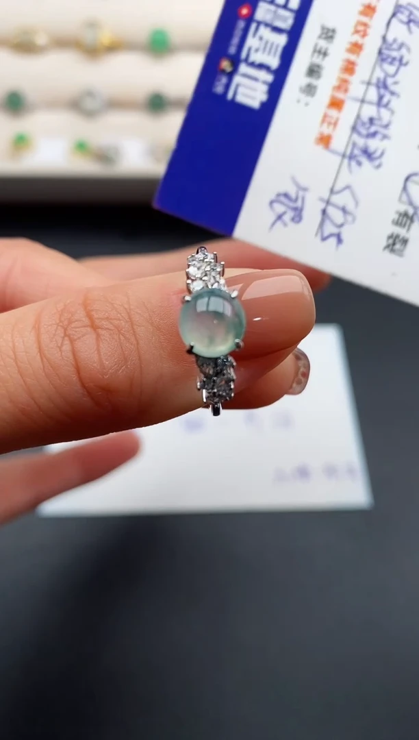 银S925镶嵌戒指翡翠5555555+10
