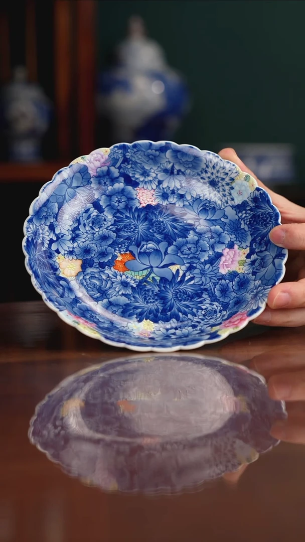 晓剑窑 青花珐琅彩壶承