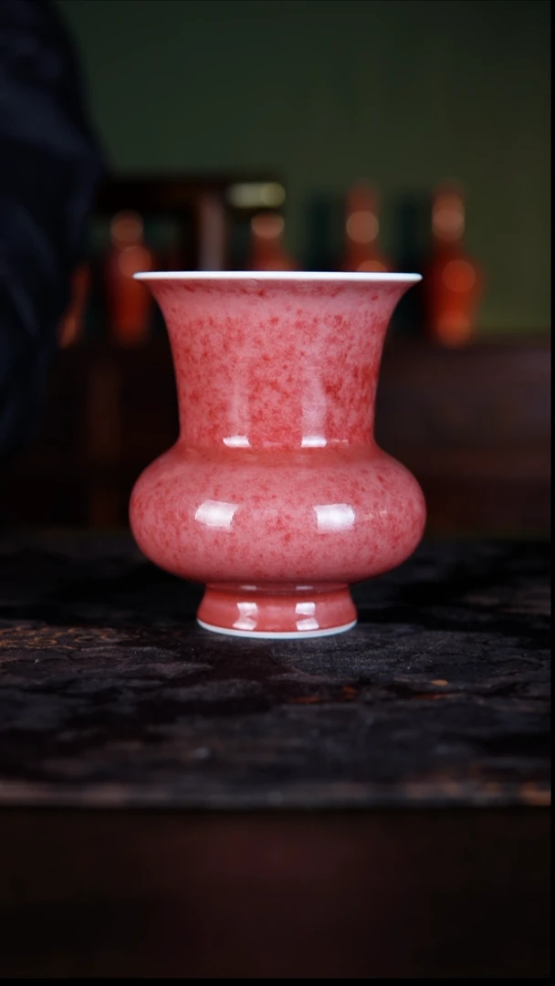 杯子白泥豇豆红高温铜红釉