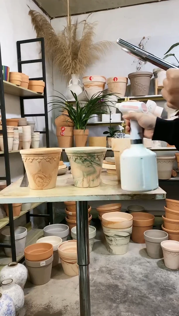 【闪购商品】红陶16*15巴洛克双色组合 2盆无托