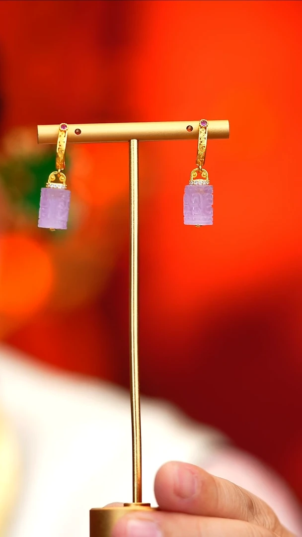 银S925镶嵌锂辉石耳坠新款