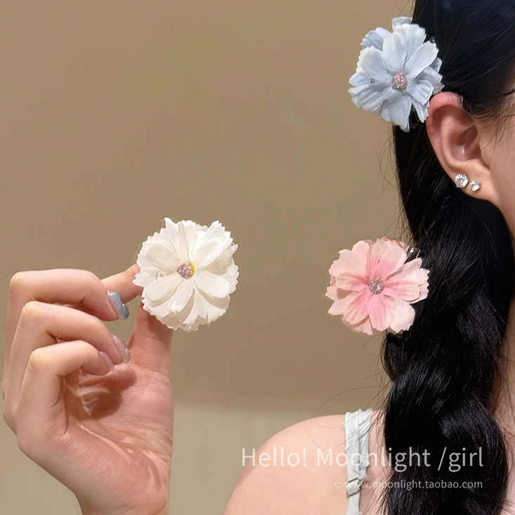 清纯小花发夹氛围感淡雅花朵抓夹春夏超仙头饰海边度假风头花发夹