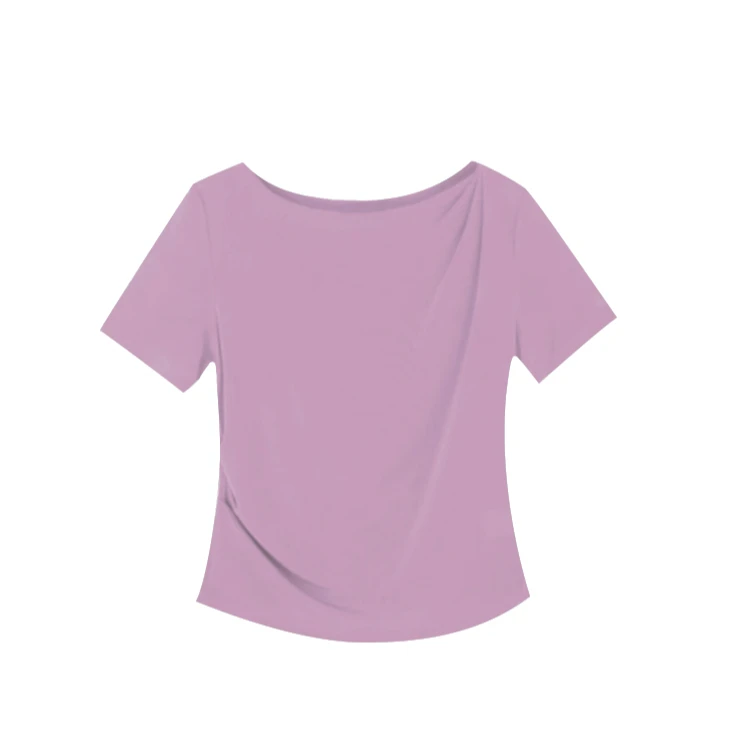 【显瘦神器】纯色月牙领夏季新款短袖薄款时尚百搭上衣T恤
