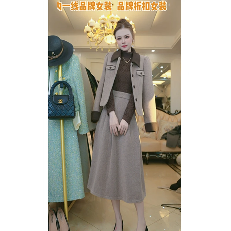 G553冬加厚两件套长袖连衣裙减龄遮肉显瘦气质