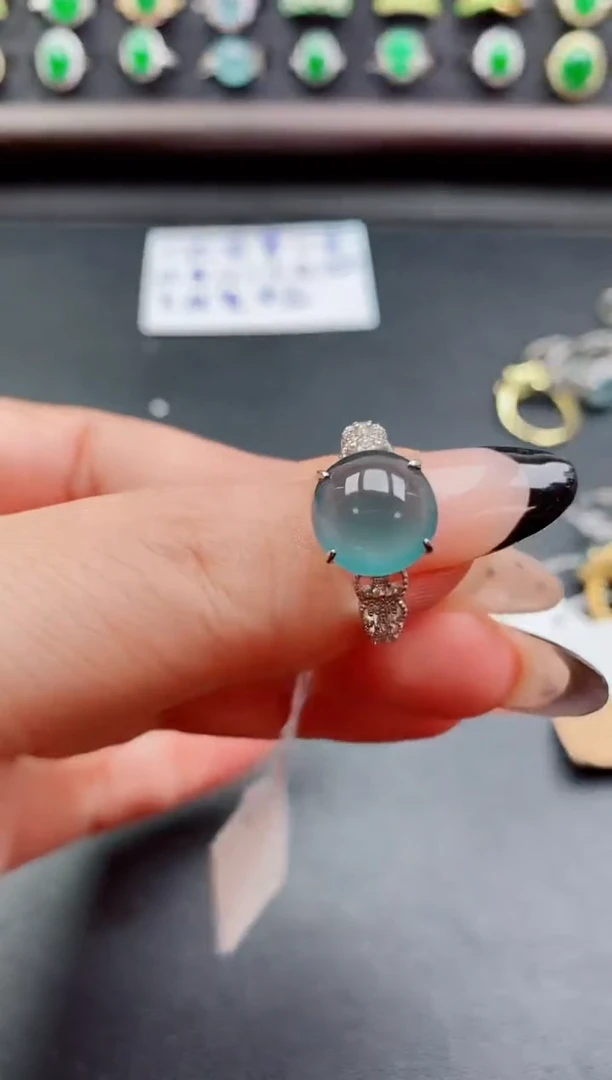 银S925镶嵌戒指翡翠1