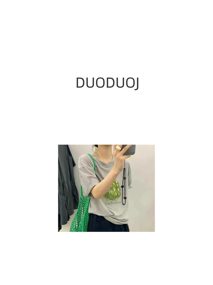 【DuoDuoJ】【雪梨】韩版休闲百搭夏季设计师圆领T恤短袖