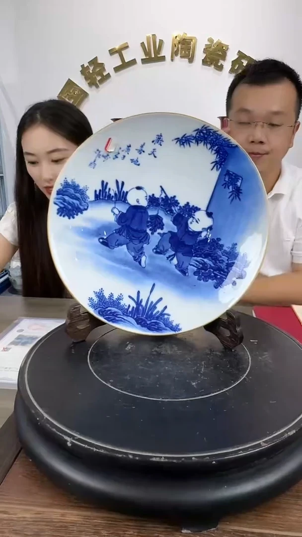 摆件景德镇陶瓷手工手绘赏盘