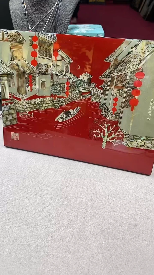 扬州漆器月色溶溶红色台历