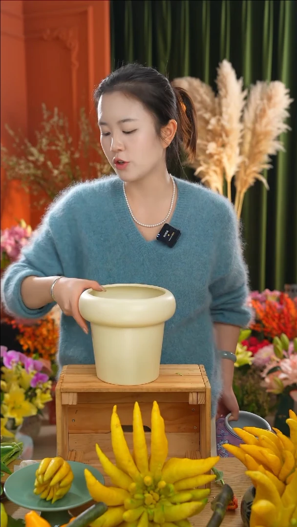 陶瓷花盆 奶油黄T