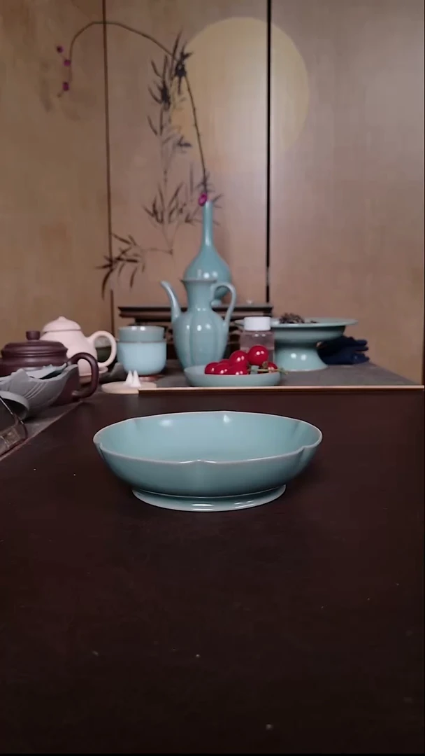 摆件瓷汝窑葵口小洗