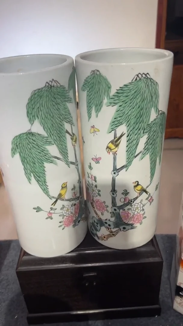 摆件瓷摆件瓷摆件柳树黄英冒桶