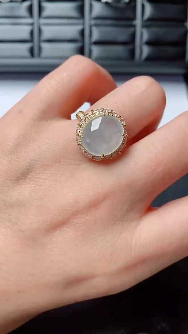 银S925镶嵌戒指翡翠...