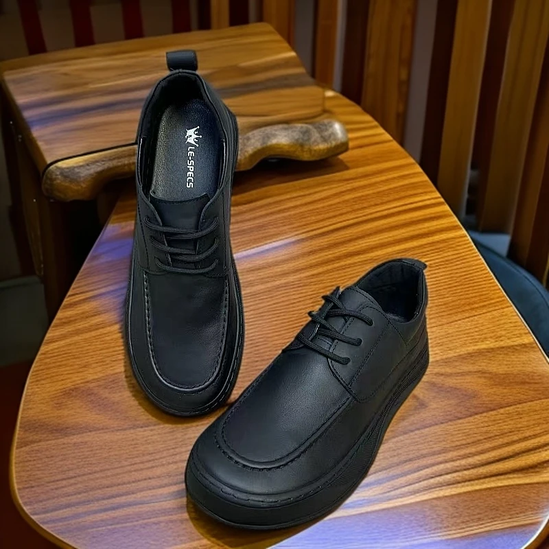 头层牛皮真皮休闲皮鞋男士英伦系带商务百搭低帮时尚透气开车