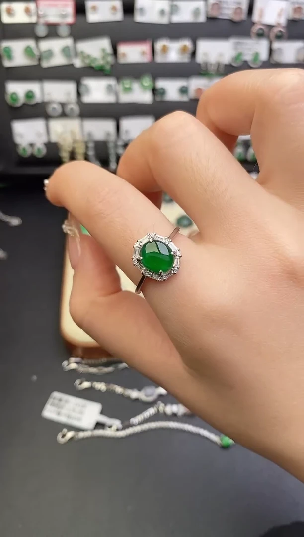 银S925镶嵌戒指翡翠0