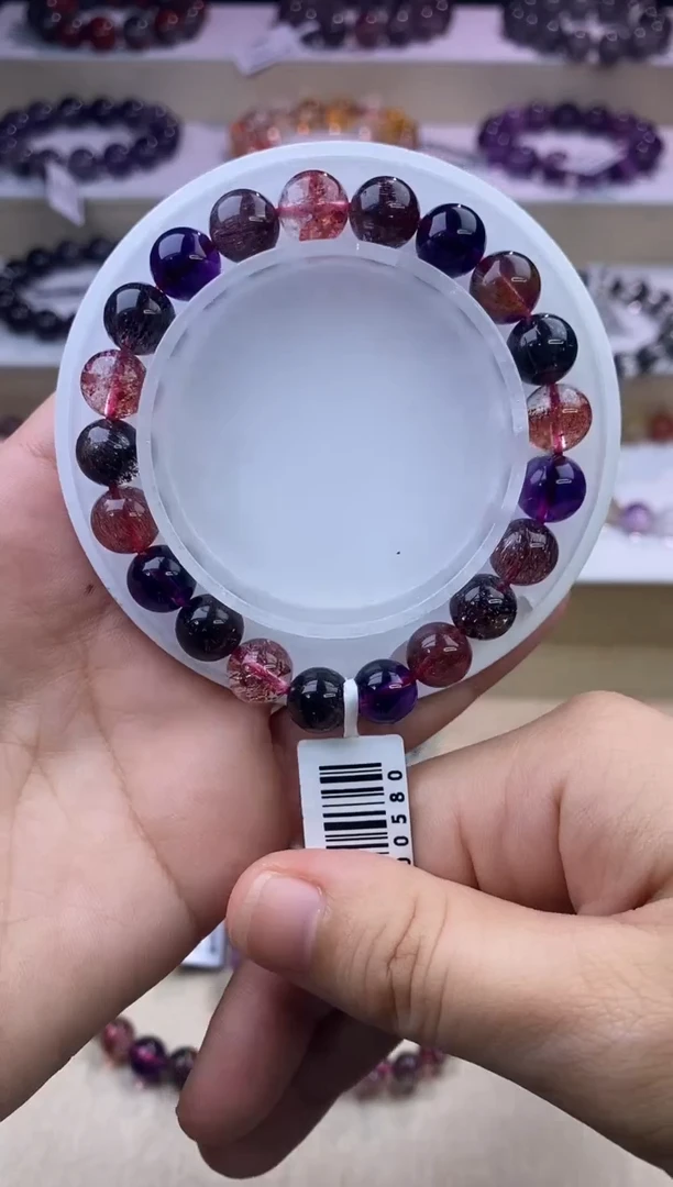 水晶手串未镶嵌黑加仑超七单圈9m+