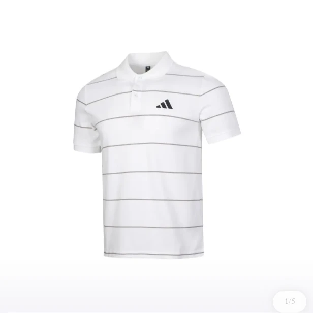 adidas/阿迪达斯男白色FI STRIPE POLO跑步训练短袖Polo衫JL6043