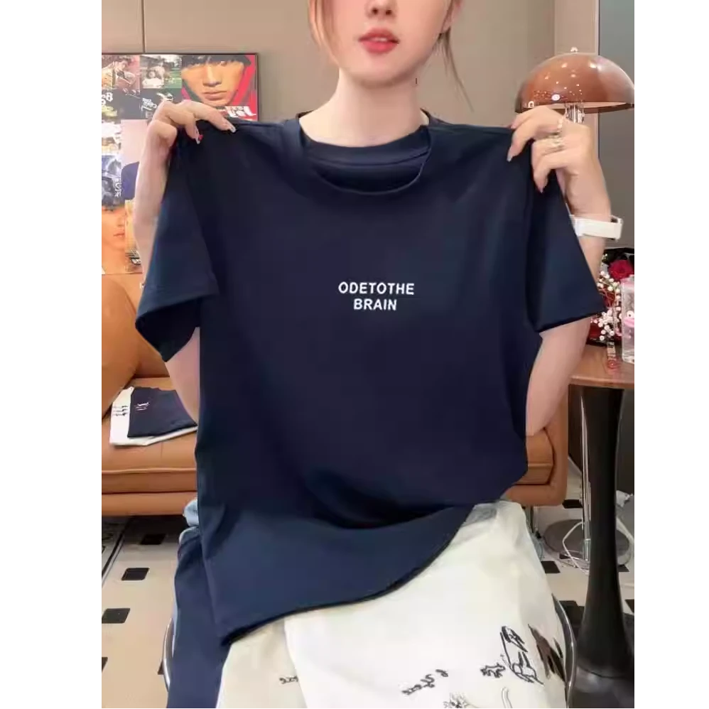 正肩纯棉短袖t恤女2025新款时尚百搭休闲洋气减龄上衣薄款夏季潮