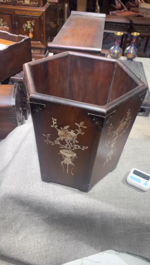 木雕*海黄笔筒111111