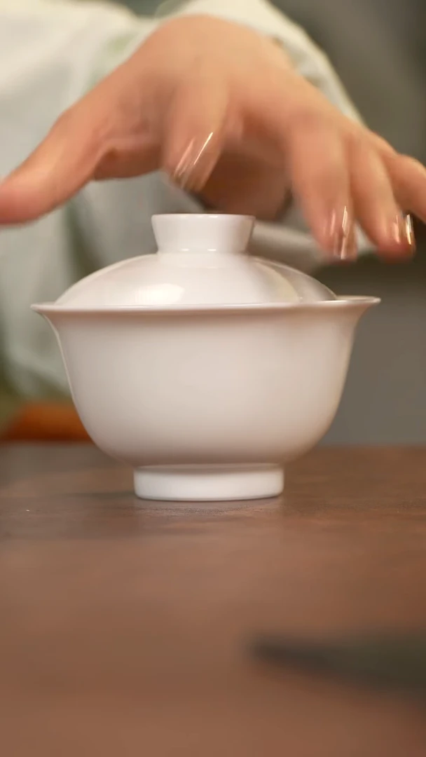 杯景德镇手工白瓷大元宝盖碗