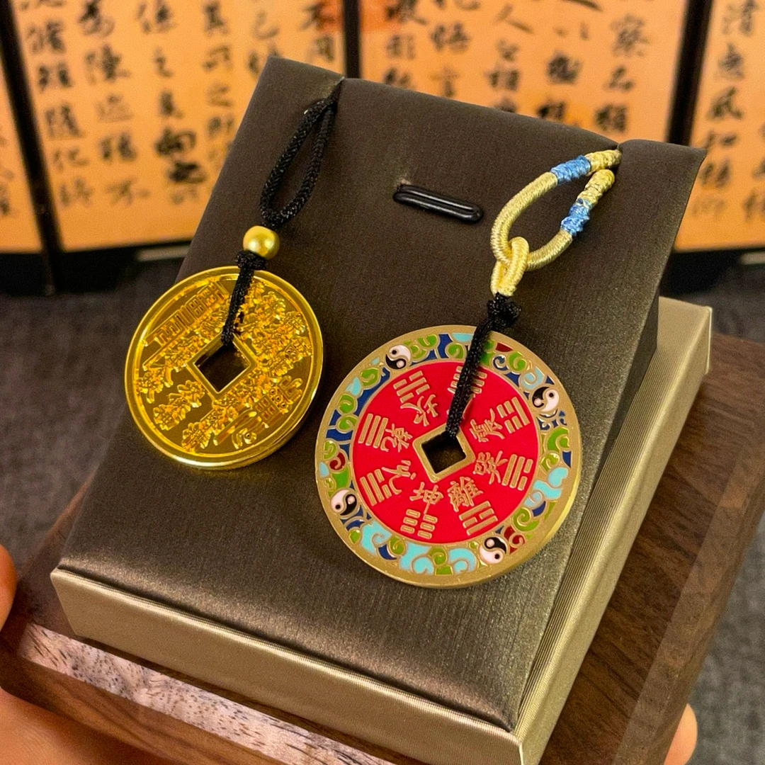 铜合金吊坠 传承古法山鬼花钱吊坠手工八卦雷阵平安扣挂坠