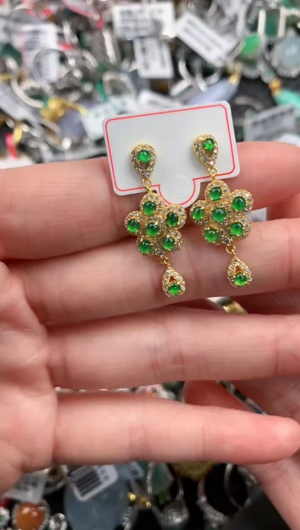 银S925镶嵌戒指翡翠222---2