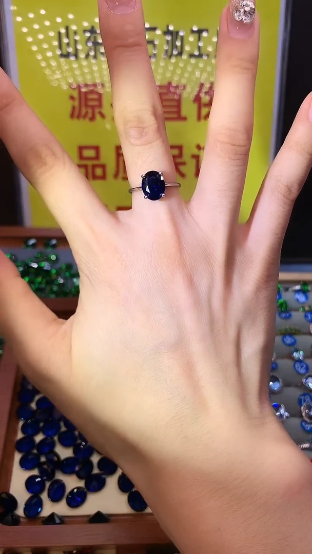 蓝宝石戒指银S925镶嵌.......