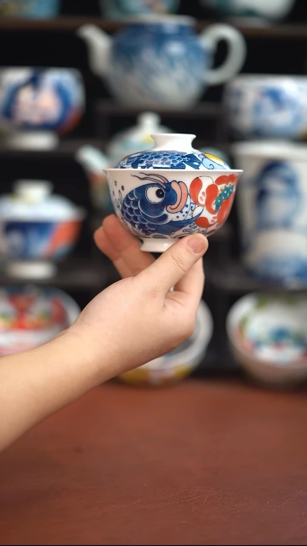 昨明莲年有鱼盖碗（微瑕福利）