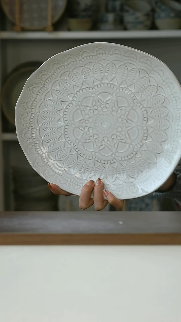 微瑕出瑞典LILLALAGER浮雕牛排盘28.5cm@4-2@