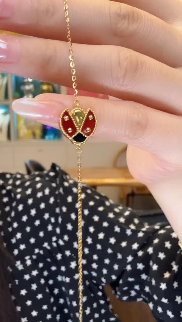 18K金镶嵌手链玛瑙/玉髓瓢虫手链