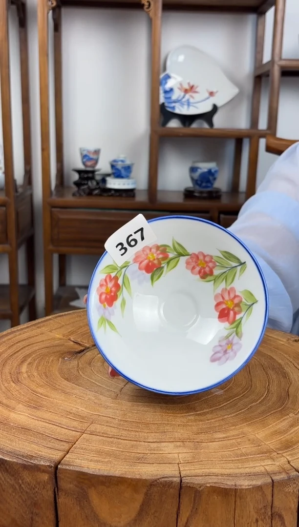 瓷片景德镇高温釉中彩-斗笠碗367