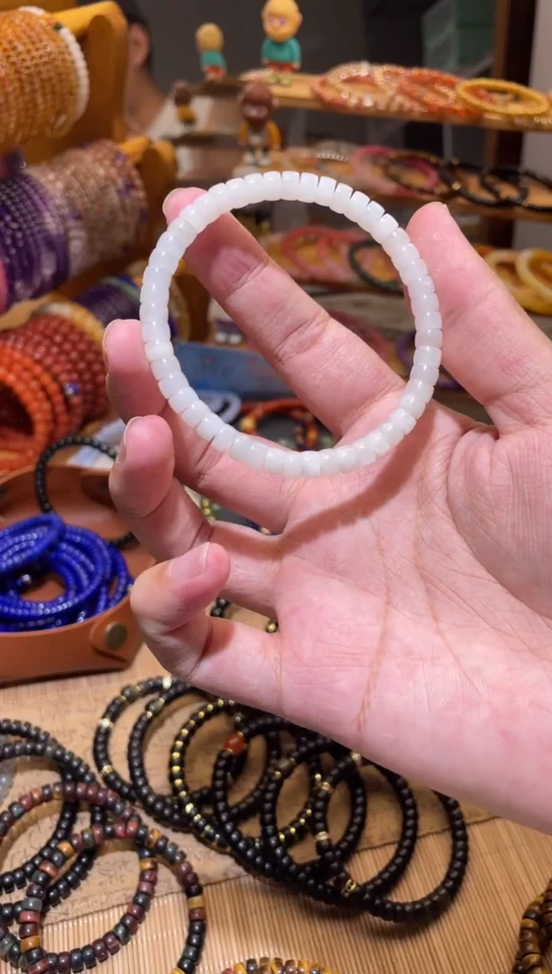 手串未镶嵌和田玉药片和田白玉手串