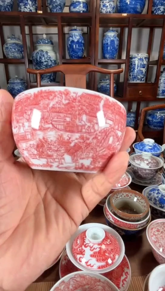 柴窑釉里红姑苏繁华图杯杯