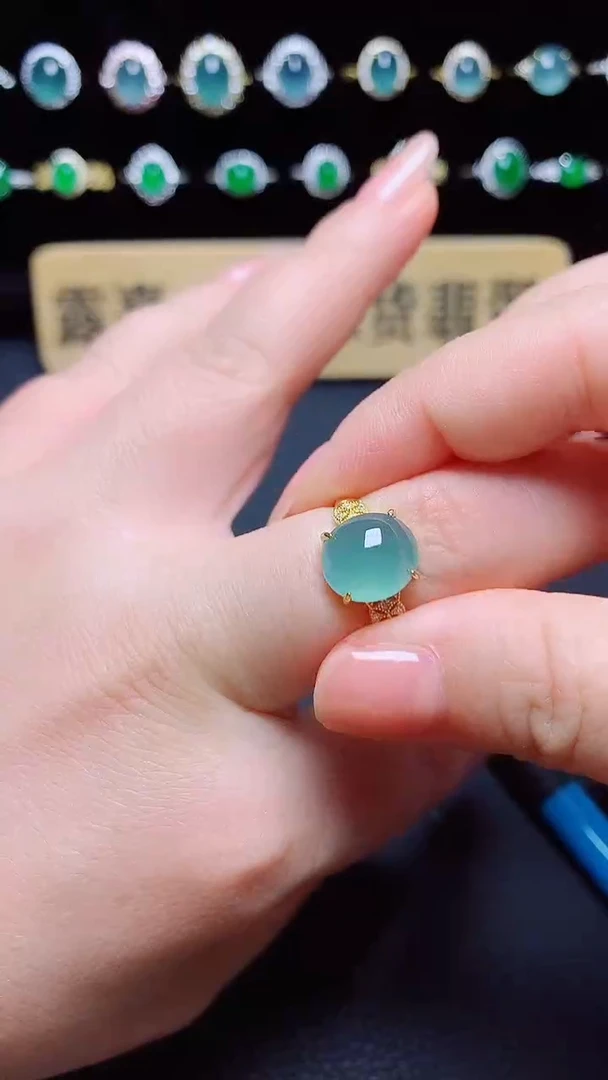 翡翠戒指银S925镶嵌天然翡翠A货s925银镶