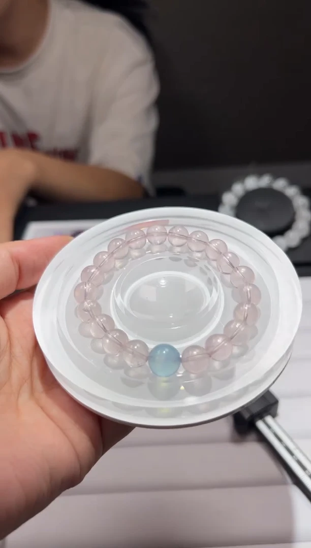 未镶嵌手链水晶粉水晶9mm海蓝宝手串