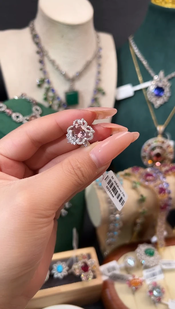 银S925镶嵌戒指碧玺戒指