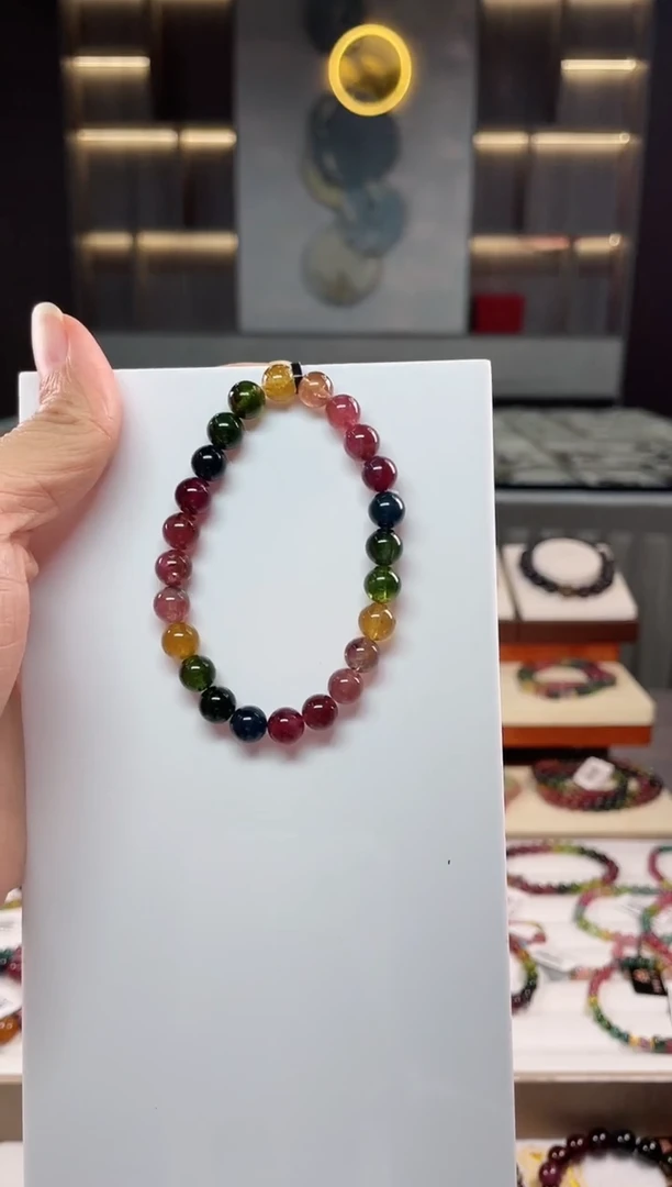 未镶嵌老矿碧玺单圈手串7mm+碧玺（多样性发一条）Q