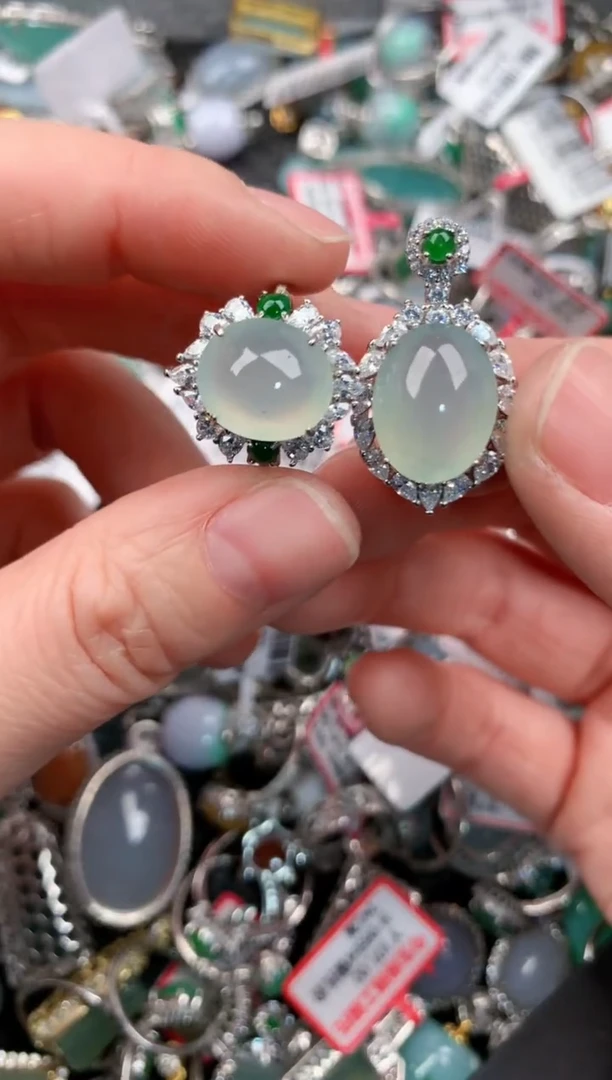 银S925镶嵌戒指翡翠1010----10