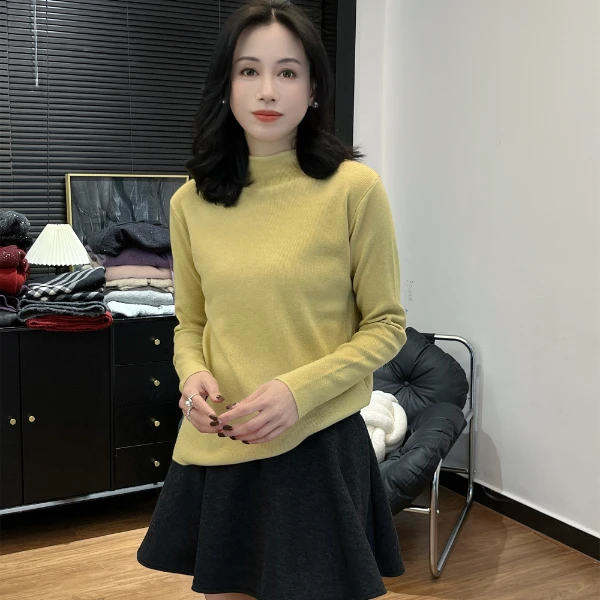 【Si&华严选】纯色气质百搭基础款半高领针织内搭打底衫上衣3505