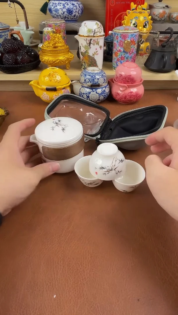 陶瓷茶具摆件旅行套组