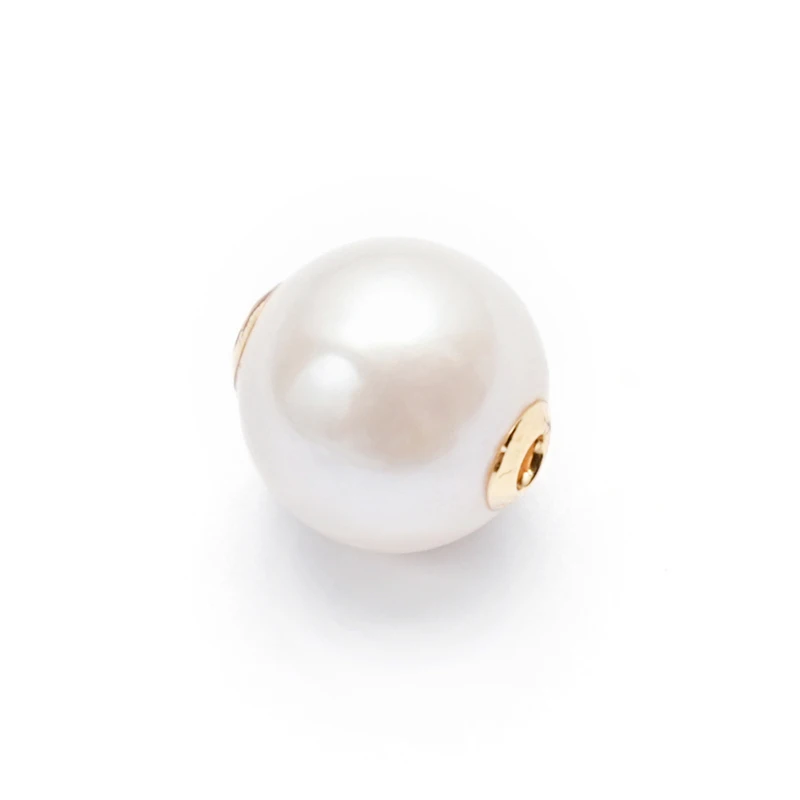 【大龙珠】天然淡水极光白色珍珠吊坠18K金配件