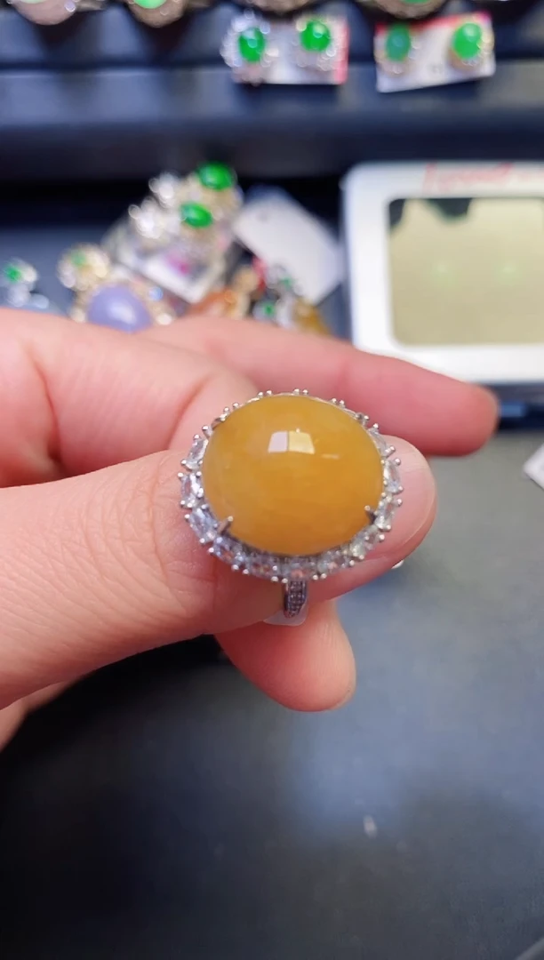 银S925镶嵌戒指翡翠天然