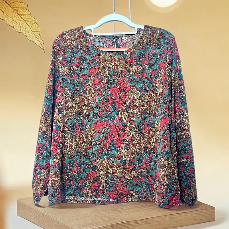 019圆领长袖宽松花式妈妈装