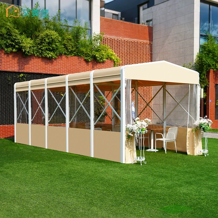 聆雨户外大型移动推拉雨棚伸缩式遮阳帐篷商场商用户外铝合金雨篷