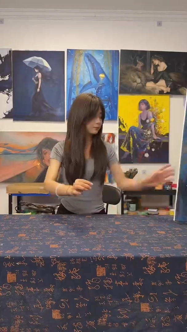 丙烯画白****兔橙色白猫丙烯画y