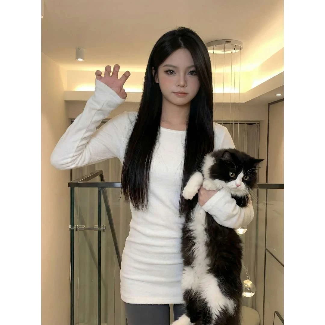 CKKOR秋冬装高档复古简约长袖t恤设计感潮牌女装可外穿打底衫内搭